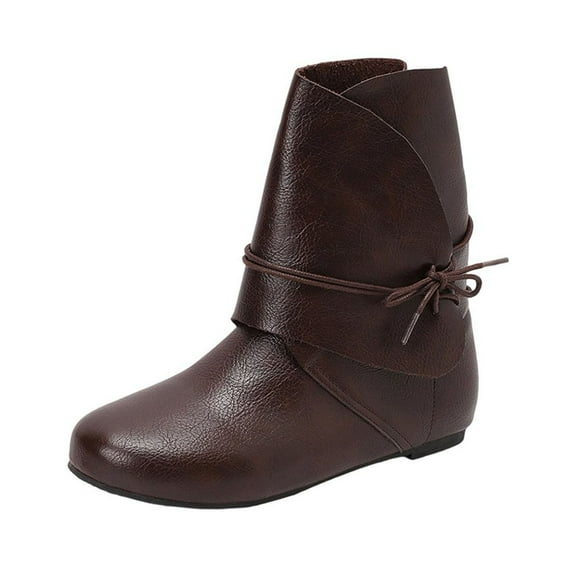 Brown Womens Knight Boots With Lace-Up And Round Toe For Winter Style And Everyday Use