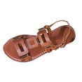 thumbnail image 1 of Brown Womens Lightweight Double Buckle Flat Sandals Comfortable Design In Brown For Summer Wear, 1 of 5