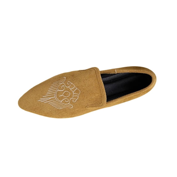 Brown Womens Loafers Ethnic Style Pointed Toe Low Heel Slip On Casual Wear Comfortable Design For Indoor And Outdoor Use With Easy On Off Feature Size 38