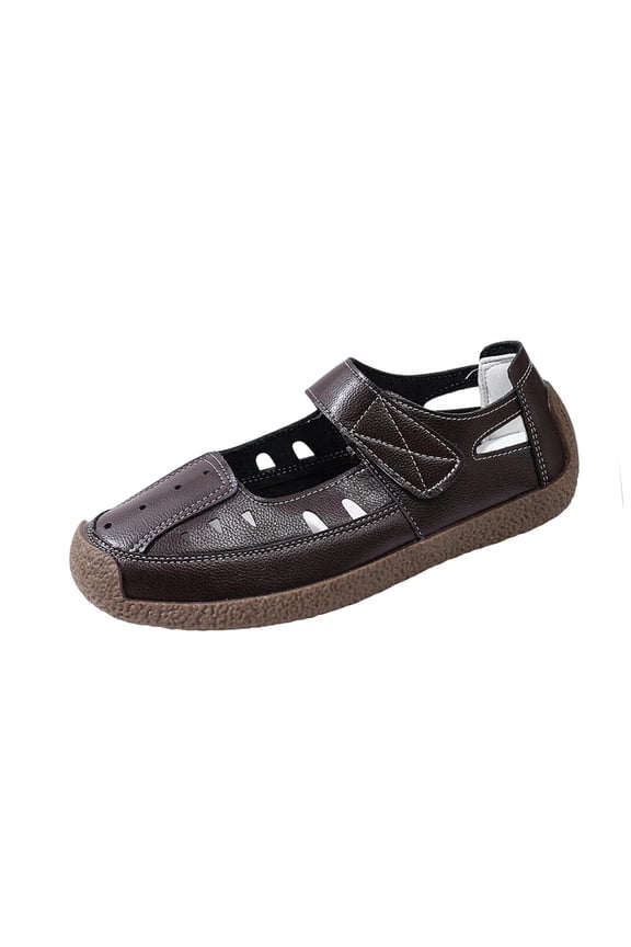 Brown Womens Shoes Breathable Cut Out Loafers Lightweight Comfortable Flat Sole Non Slip Soft Footbed Casual Daily Outdoor Wear Size 42
