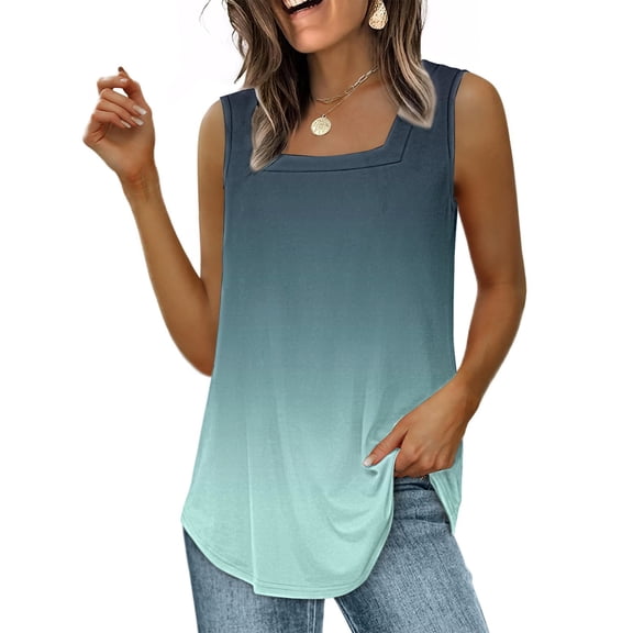 Brown Womens Summer Tops Square Neck Casual Shirts Blouses for Women Summer Outfits 2025 Casual Shirts Blouses Tank Tops for women