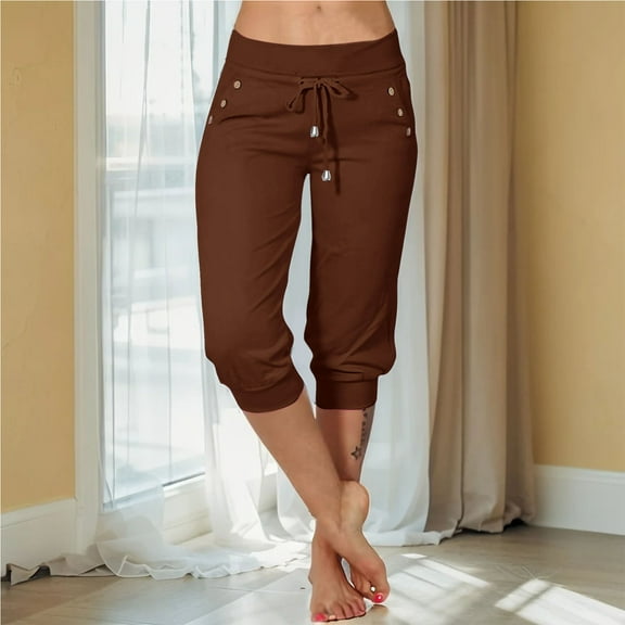 Brown Womens Sweatpants Women's Casual Tight Fitting High Waisted Pocket Sport Pants and Casual Pants Casual Pants Women