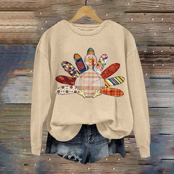 Brown Womens Sweatshirts UNIQUEONE Thanksgiving Sweatshirt Women Turkey Hoodie Going Out Tops for Women