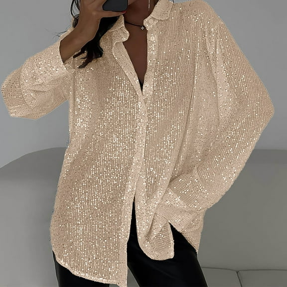 Brown Womens Tops 2025 Spring Summer Europe and The United States New Bead Top Lapel Long Sleeve Cardigan Basic Border Women's Shirt Coat Shirts for Women