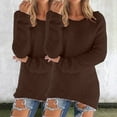 thumbnail image 1 of Brown Womens Tops Women's Fashionable Long Sleeve Pullovers Loose Fuzzy Jumper Sweater Fall Outfits for Women 2025, 1 of 6