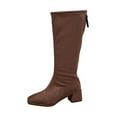 thumbnail image 1 of Brown Womens Winter Knee-High Boots With Square Toe And Rear Zipper Low Heel Ideal For Outdoor Style And Fit, 1 of 9