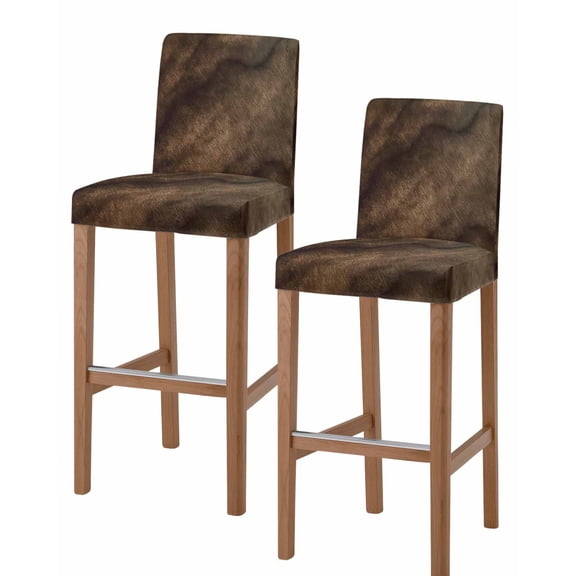 Brown Wood Bar Stool Covers Set of 2, Vintage Farmhouse Wooden Planks Stretch Washable Bar Chair Covers with Backs, Removable Pub Counter Height Chair Cover for Kitchen Dining Room Cafe