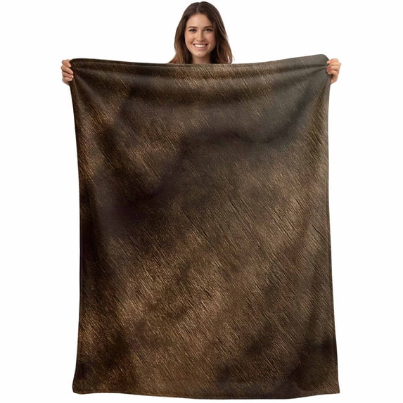 Brown Wood Blanket Soft Cozy Warm Twin Blanket for Bed, Plush Fuzzy Flannel Fleece Blankets for Sofa, Vintage Farmhouse Wooden Planks Throw Blankets for Couch, Lightweight Gifts for Women, 60"x80"