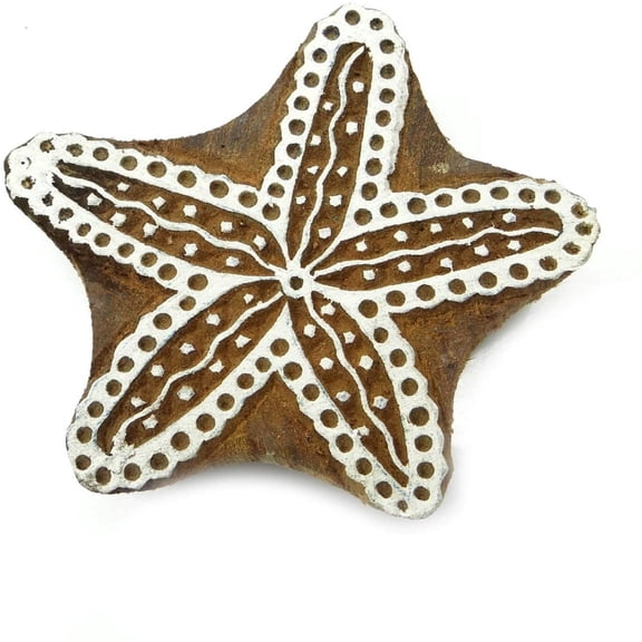 Brown Wood Block Art Star Fish Decorative Textile Printing Blocks