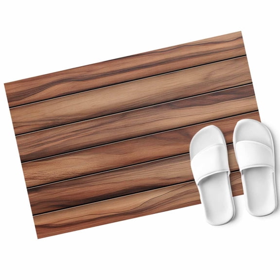 Brown Wood Board Door Mat Farmhouses Vintage Barn Theme Plank Texture Non Slip Absorbent Entrance Mat Washable Low Profile Indoor Doormat for Front Door Entryway Entry 18"x30"