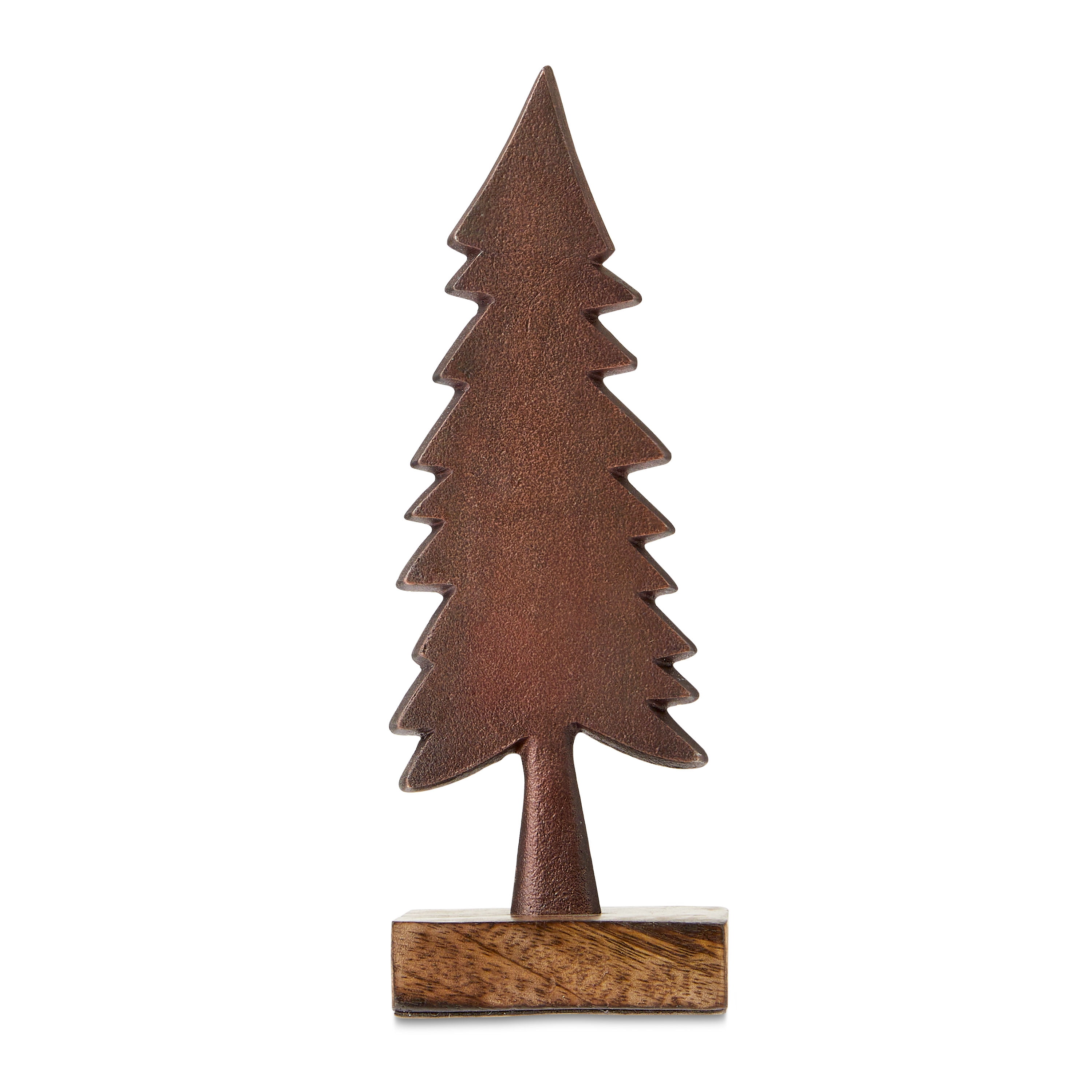 Holiday Time Wooden Tree Tabletop Christmas Decor with Walnut Finish, 12  inch Height