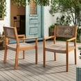 thumbnail image 1 of Brown Wood Dining Chairs With Braided Rope Back - Of 2 For A Comfortable Sit Chair (2 Chairs) Structure Stability, 1 of 7