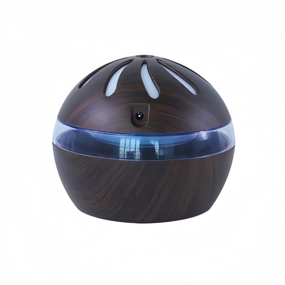 Brown Wood Grain Aroma Diffuser Humidifier With Hollow Light Silent Large Mist Desktop Night Light Decor