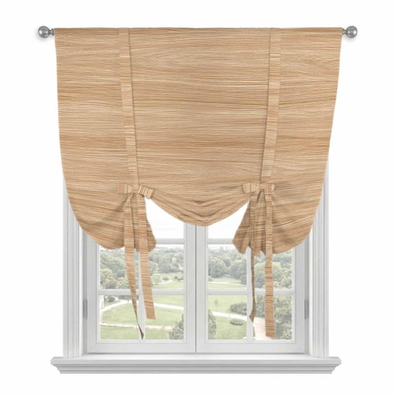 Brown Wood Grain Balloon Curtains for Windows, Bedroom Curtains 54 Inch Length, Retro Western Farmhouse Wooden Board Tie Up Curtains Panels Thermal Insulated Bathroom Curtains Window 42"x54"