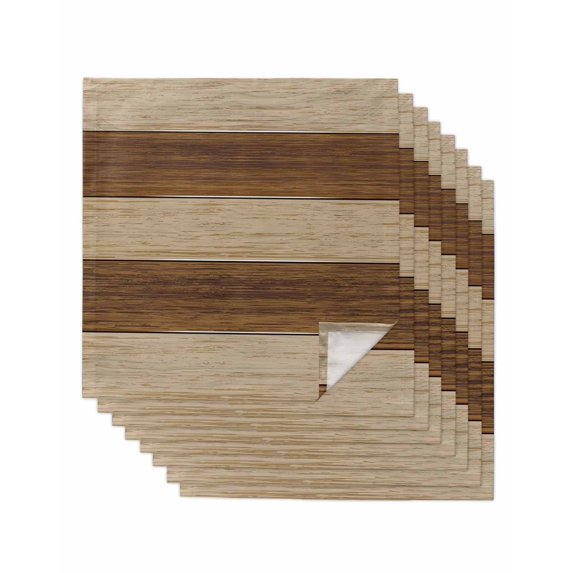 Brown Wood Grain Cloth Napkins Set of 8 Reusable Dinner Napkins, Ombre Rustic Retro Wooden Plank Cocktail Napkin Washable Table Napkins for Wedding/Holiday Party/Baby Shower 20"x20"