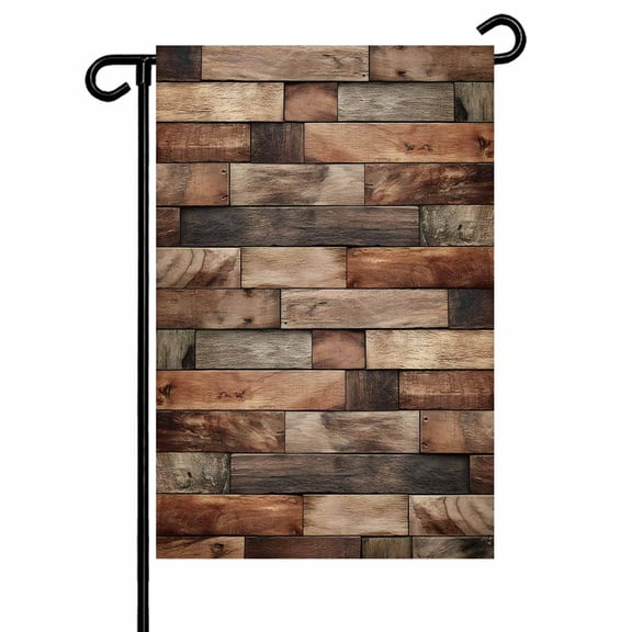 Brown Wood Grain Garden Flag 12x18 Inch Farmhouse Vintage Wooden Board Patchwork Double Sided Small Decorative Garden Flags for Outside, Outdoor Yard Porch Lawn Decoration