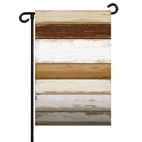 Brown Wood Grain Garden Flag 12x18 Inch Retro Rustic Wood Board Pattern Farmhouse Double Sided Small Decorative Garden Flags for Outside, Outdoor Yard Porch Lawn Decoration