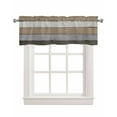 thumbnail image 1 of Brown Wood Grain Kitchen Valances for Windows Farmhouse Linen Window Valance Curtain for Living Room Window Treatment Vintage Grey Stripe Gradient Grain Valance Rod Pocket Topper Drape, 42 x 12 Inch, 1 of 6