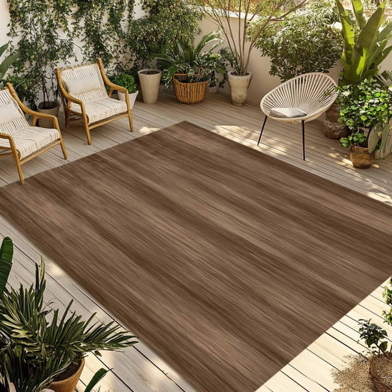 Brown Wood Grain Outdoor Rug for Patio/Deck/Porch, Non-Slip Large Area Rug 3 x 5 Ft, Retro Farmhouse Wooden Plank Indoor Outdoor Rugs Washable Area Rugs, Reversible Camping Rug Carpet Runner