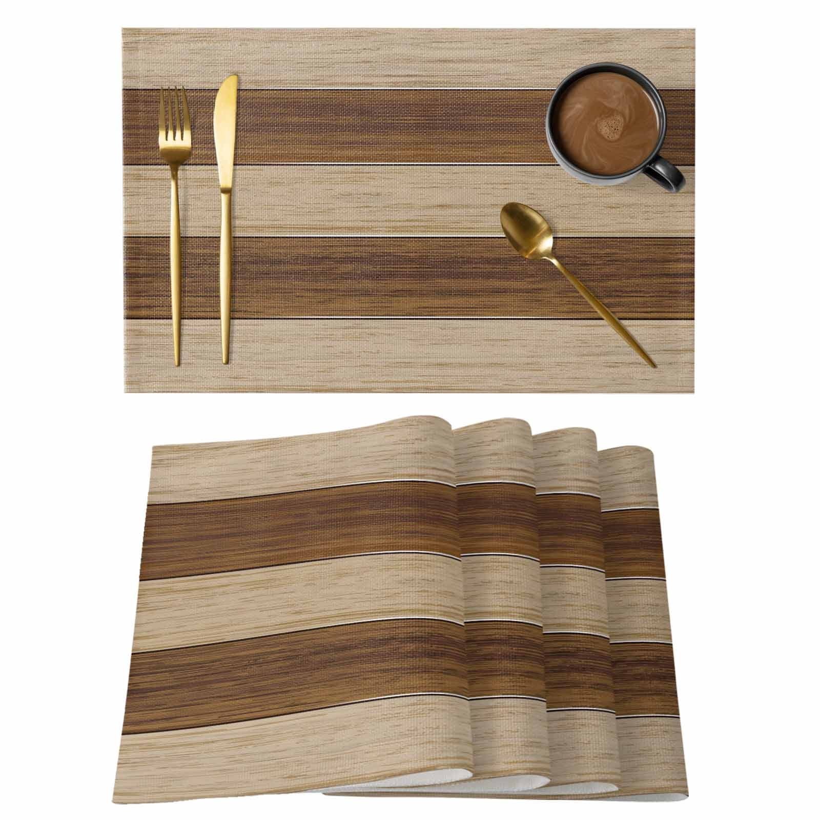 Brown Wood Grain Placemats Set of 6 Ombre Rustic Retro Wooden Plank ...