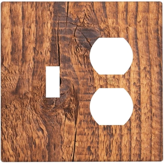 Brown Wood Grain Rustic Natural Burl Print Wallplates 1 Toggle 1 Duplex Switch Plate Electrical GFCI Faceplate Decorative Light Switch Covers for Farmhouse Home Decor