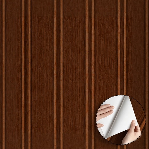 Brown Wood Grain Slat Wallpaper Rustic Modern Farmhouse Peel and Stick Wallpaper Contact Paper Waterproof Home Decor for Living Room Bedroom Bathroom Kitchen Cabinet 17.7 * 118 in
