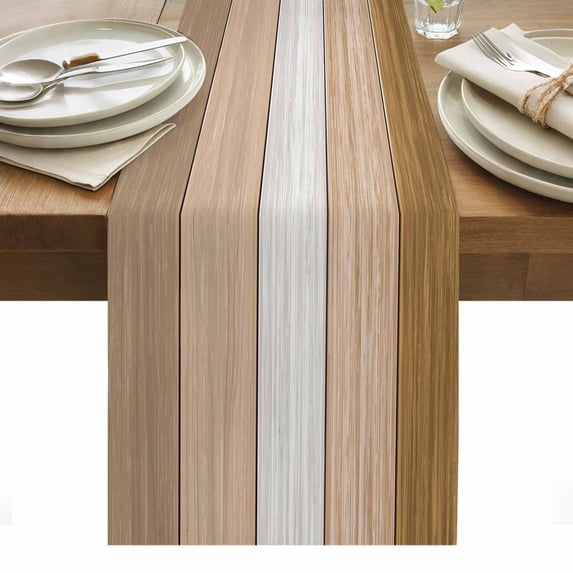 Brown Wood Grain Table Runner - 108 Inch Long, Kitchen Dining Table Runner Dresser Scarves, Country Retro Wooden Plank Farmhouse Farmhouse Decor for Coffee Tables Wedding Party Banquet