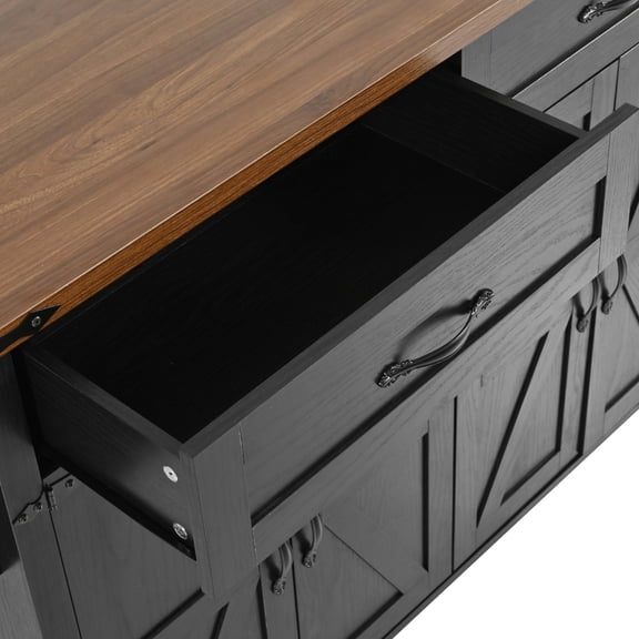 Brown Wood Grain Tabletop - Drop Leaf for Space Saving - Home Kitchen - Convenient Charging on Countertop