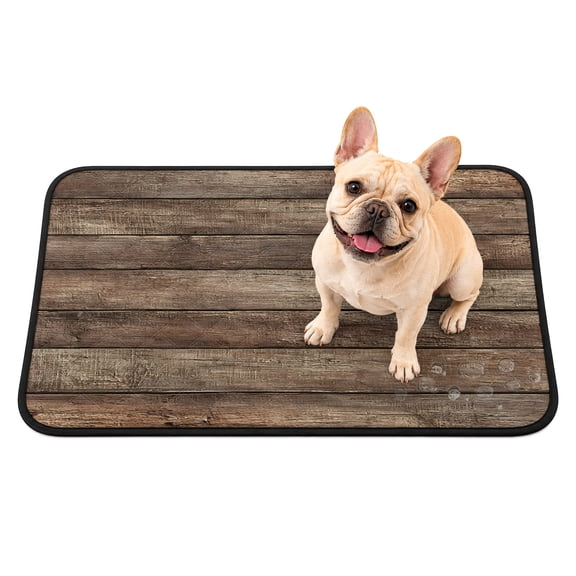 Brown Wood Grain Washable Pee Pads for Dogs, Realistic Wooden Board Texture Farmhouses Reusable Puppy Pads Waterproof Pet Mat, Absorbent Dog Pee Pads for Crate Pet Training Whelping Mats 24"x18"