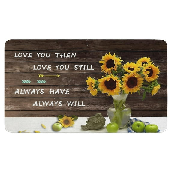 Brown Wood Sunflower Flowers (6) Welcome Doormat for Indoor/Outdoor Entrance Brown Wood Sunflower Flowers (6) Decoration Door Mat Kitchen Door Mat Bedroom Doormat 17x30 Inch