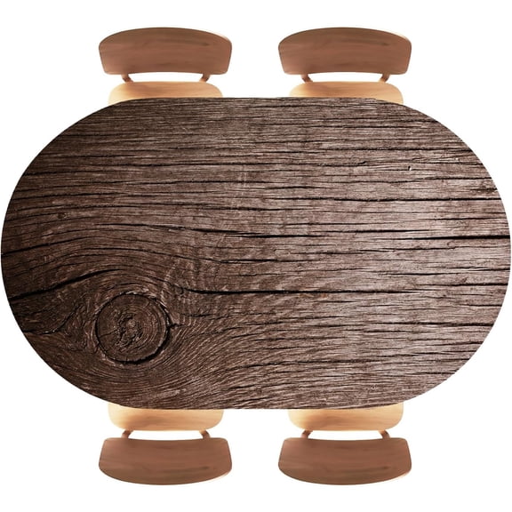 Brown Wood Texture Elastic Edged Oval Fitted Tablecloth, Wrinkle Resistant Table Cloths for Kitchen Dining, Party, Holiday, BuffetFits 48"x68" Oval Tables, Style 11