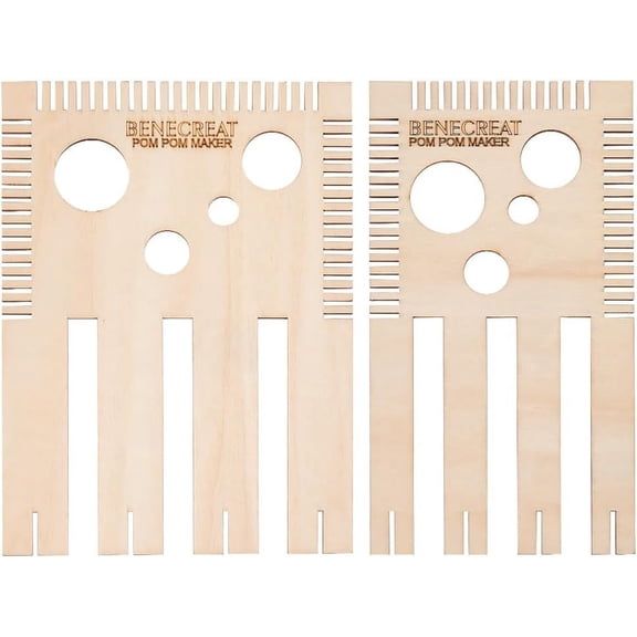 Brown Wood Weaving Looms Kit Pompom Maker Fluff Ball Weaver DIY Wool Knitting Craft Wool Tool for Hanging Decor Woven 10mm/15mm/20mm/25mm Pom Pom Ball Making