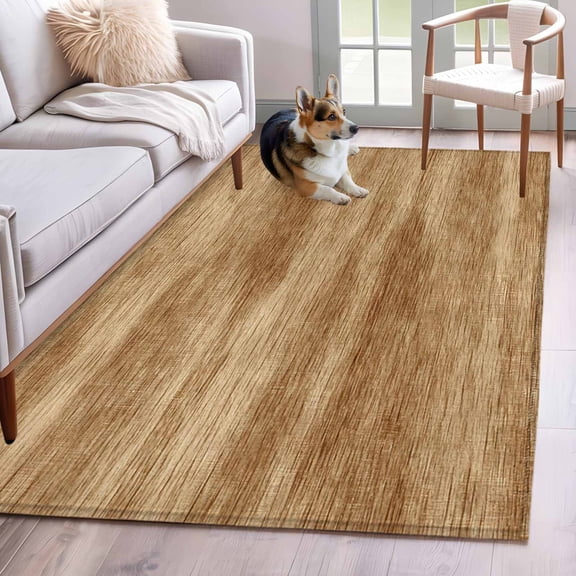 Brown Wooden Area Rug 4x6 Washable Rug Non Slip Vintage Western Country Wooden Plank Large Area Rug Indoor Floor Carpet for Entryway Bedroom Kitchen Living Room Home Office Dining Room Nursery