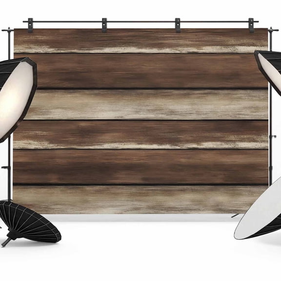 Brown Wooden Backdrop for Photography, Fabric Photo Background Backdrop, Vintage Farmhouse Retro Art Photo Booth Background for Portrait Photoshoot Video Wedding Studio Decoration Banner 7x5ft