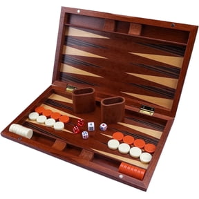Fugocen Backgammon Set Folding Classic Brown Wooden Portable Travel 15 Inches