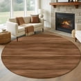 thumbnail image 1 of Brown Wooden Board 6ft Round Rugs, Simple Vintage Country Wood Grain Washable Non-Slip Area Rugs for Living Room Bedroom Kitchen, Soft Low Pile Dining Room Kicthen Circle Carpet, Indoor Floor Rug, 1 of 9