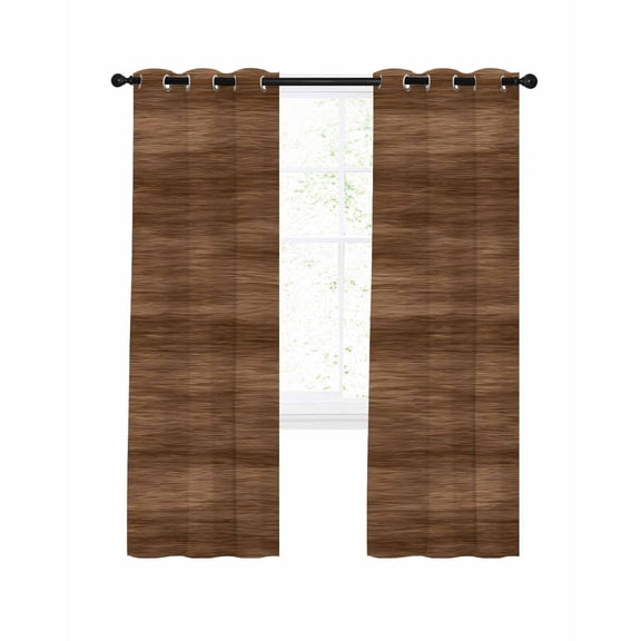 Brown Wooden Board Blackout Curtains, Light Blocking Print Window Curtains, Simple Vintage Country Wood Grain Thermal Insulated Window Drapes for Living Room Kitchen Cafe 2 Panels, 104"W x 90"L