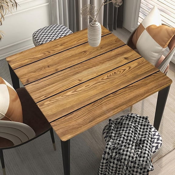 Brown Wooden Boards Texture Table Topper Cap for Dining Kitchen Home Party Suit for 36"x36" Square Folding Table Style97