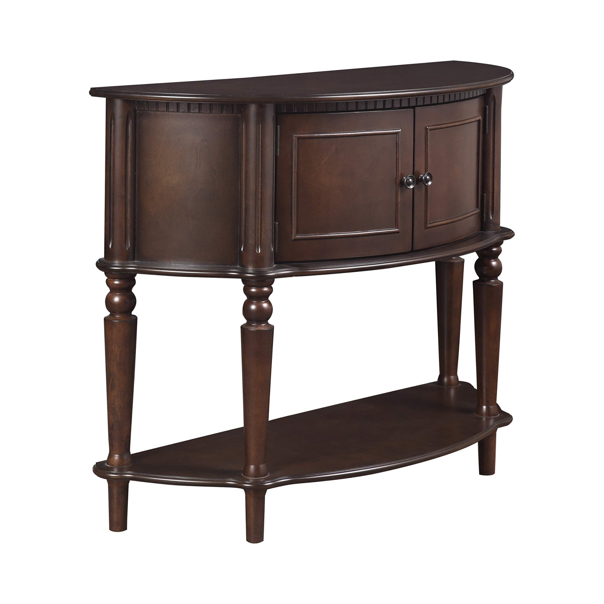 Alyssa 38'' Brown Wood Demilune Console Table with Storage