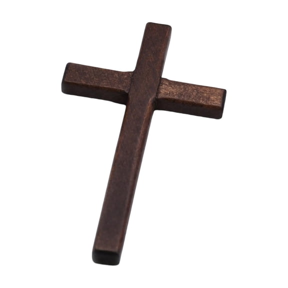 Brown Wooden Cross Easter Decoration Dark Wood Tone For Tabletop Church Supplies Or Gift