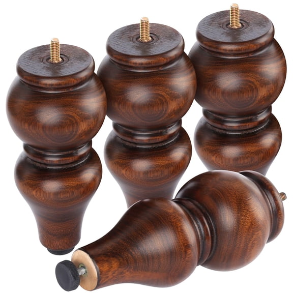 Brown Wooden Furniture Legs 8 Inch Set Of 4 Round Sofa Chair Dresser Cabinet Feet