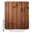 thumbnail image 1 of Brown Wooden Grain Bathroom Shower Curtains with 12 Hooks Polyester Waterproof Shower Curtain for Stalls and Bathtubs Farmhouse Country Vintage Texture Decorative Bathroom Curtain 72x72 Inches, 1 of 9