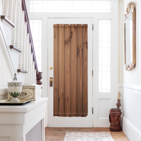 Brown Wooden Grain Door Curtains for Door Window,French Sidelight Front Back Door Curtains With Tieback,Farmhouse Country Vintage Texture Kitchen Rod Pocket Drapes Privacy Panel Window Blind 25"x72"