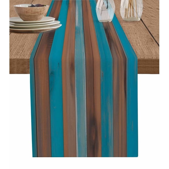 Brown Wooden Grain Table Runner 48 Inches, Farmhouse Mottled Country Planks Bed Runner Dresser Scarves Tabletop for Indoor Outdoor Parties/Ceremony/Banquet, 13" x 48"