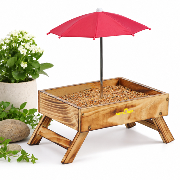 Brown Wooden Ground Platform Bird Feeder Tray For Crows, Squirrels, and Outdoor Birds