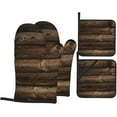 thumbnail image 1 of Brown Wooden Oven Mitts and Pot Holders Sets for Kitchen 4 Pcs 7"X11" Heat Resistant Baking Cooking, 1 of 6