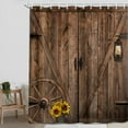 thumbnail image 1 of Brown Wooden Shower Curtain,Rustic Barn Door Shower Curtains,Farmhouse Vintage Country Rural Bathroom Decor ,Farmhouse Sunflower Shower Curtain Set with Hooks 72X72in, 1 of 3