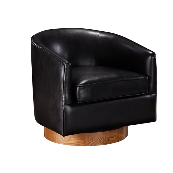 Brown Wooden Swivel Base / Comfortable and Practical Barrel Chair