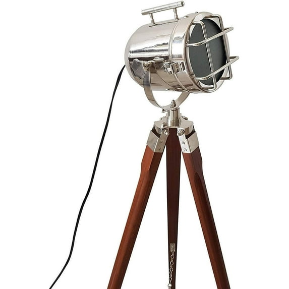Brown Wooden Tripod Lamp Modern Floor Lamp Searchlight Spot light Floor Lamp Standing Bedroom Decorative Lamp