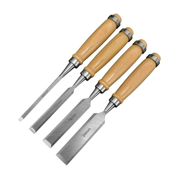 Brown Woodworking Chisel Set Handmade Wood Carving Tools Traditional Timber Carving Kit Hardwood Handle